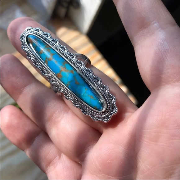 925 Silver & Turquoise Stone Ring - Picture 6 of 8